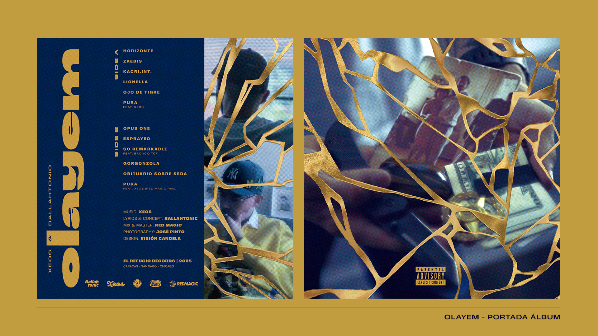 Álbum Olayem, donde las imágenes recuerdan la técnica kintsugi: cerámica reparada con barniz y polvo de metales preciosos.