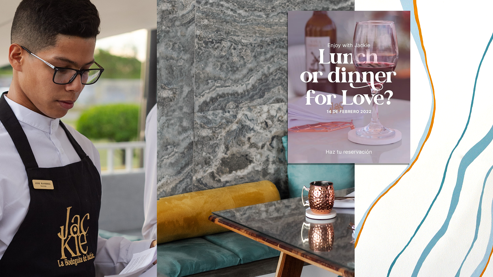 José Ramírez viste uno de los delantales de La Bodeguita de Jackie mientras sirve café en una taza de lujo.